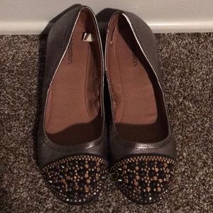 Xhilaration Brand Spiked Toe Metallic Silver Flats